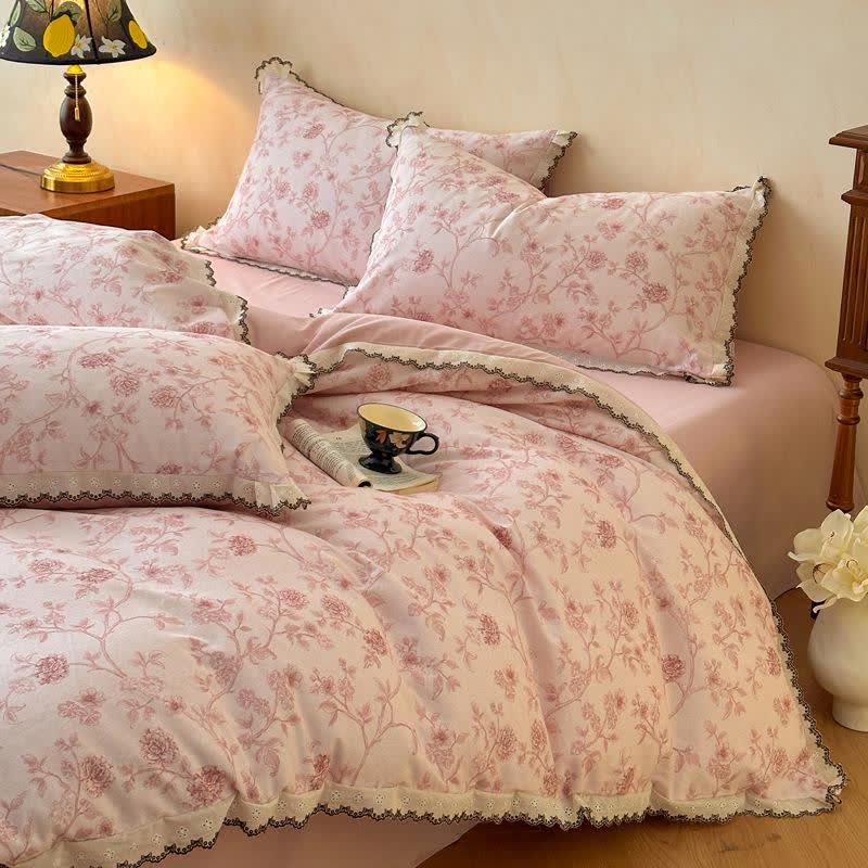 Bettwäscheset aus Baumwollspitze mit Blumenmuster im Vintage-Stil - image 2