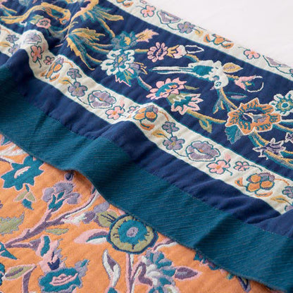 Blaue Steppdecke aus Baumwollgaze mit Blumenmuster - image 4