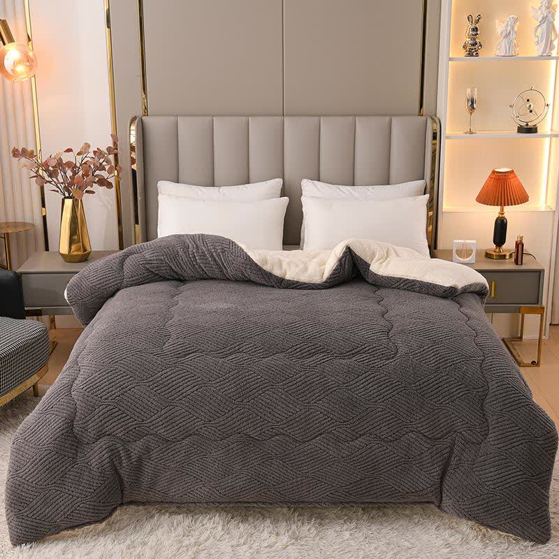 Sherpa-Plüschdecke mit wellenförmigen Streifen aus Jacquard - Dunkelgrau - 220cm x 240cm - image 5