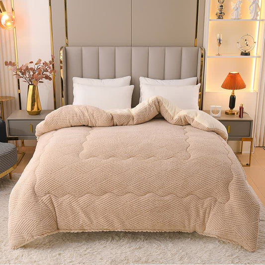 Sherpa-Plüschdecke mit wellenförmigen Streifen aus Jacquard - Khaki - 220cm x 240cm - image 0