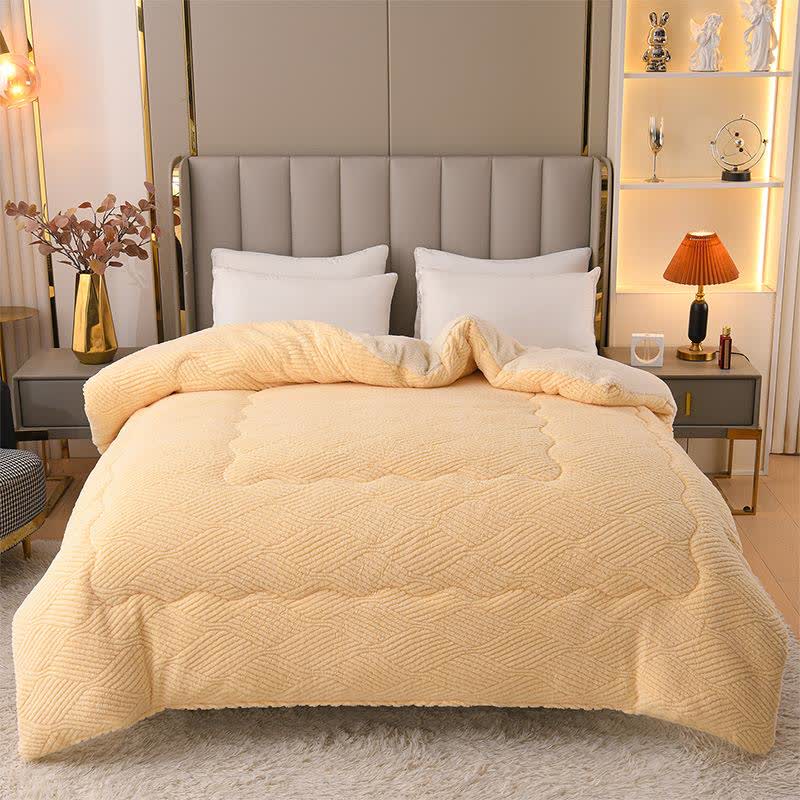 Sherpa-Plüschdecke mit wellenförmigen Streifen aus Jacquard - Gelb - 220cm x 240cm - image 3
