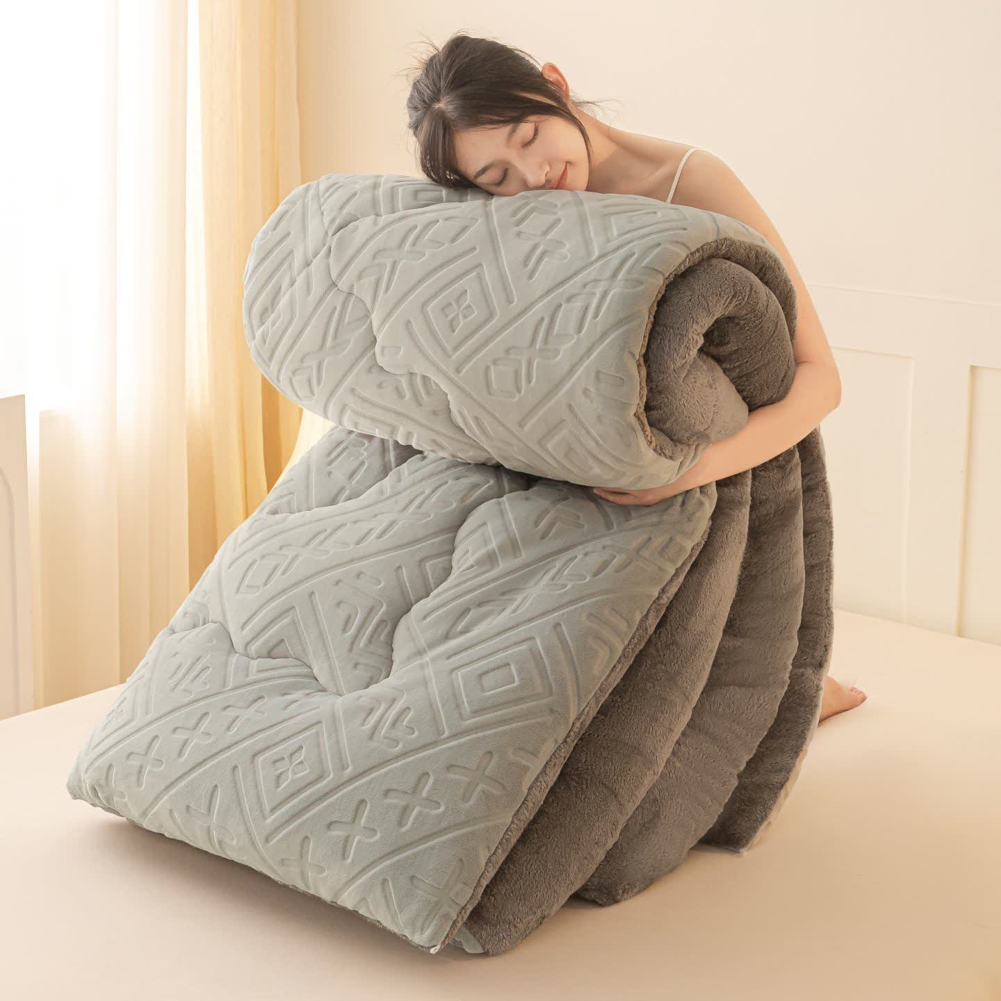 Sherpa-Plüschdecke mit geometrischem Muster - Grau - 220cm x 240cm - image 8