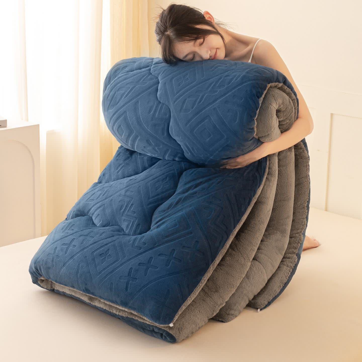 Sherpa-Plüschdecke mit geometrischem Muster - Königsblau - 220cm x 240cm - image 5
