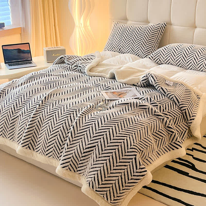 Moderne gestreifte Jacquard-Überwurfdecke - image 1