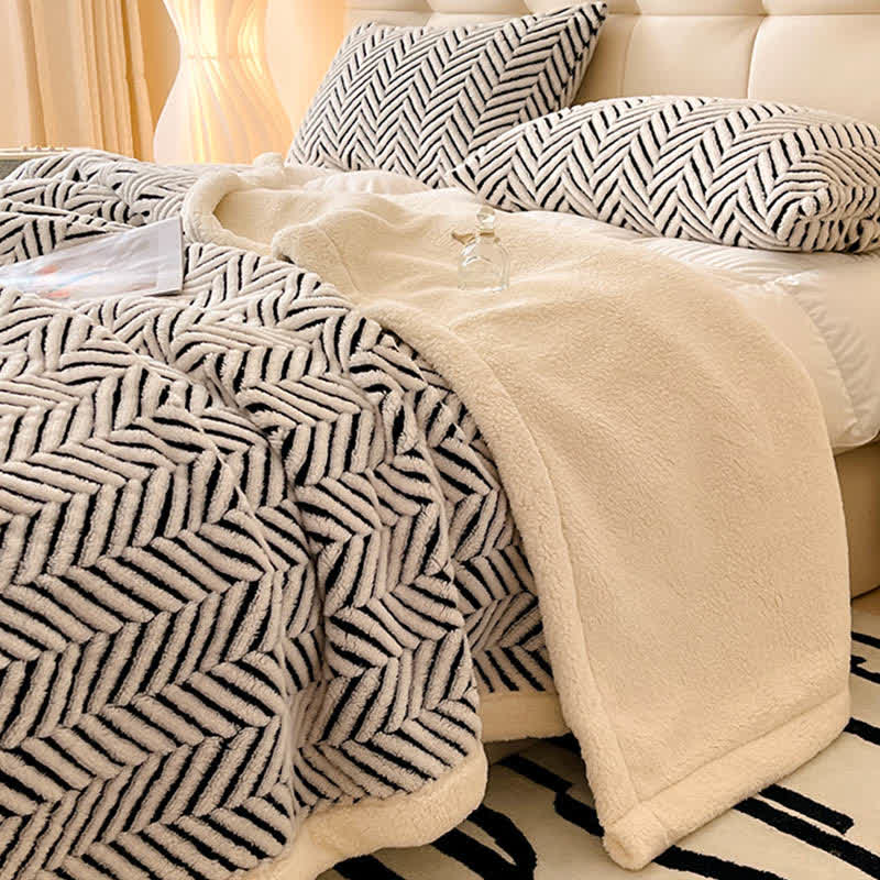 Moderne gestreifte Jacquard-Überwurfdecke - image 4