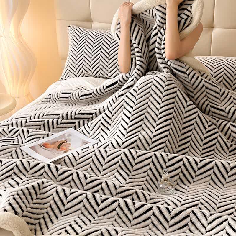 Moderne gestreifte Jacquard-Überwurfdecke - image 3