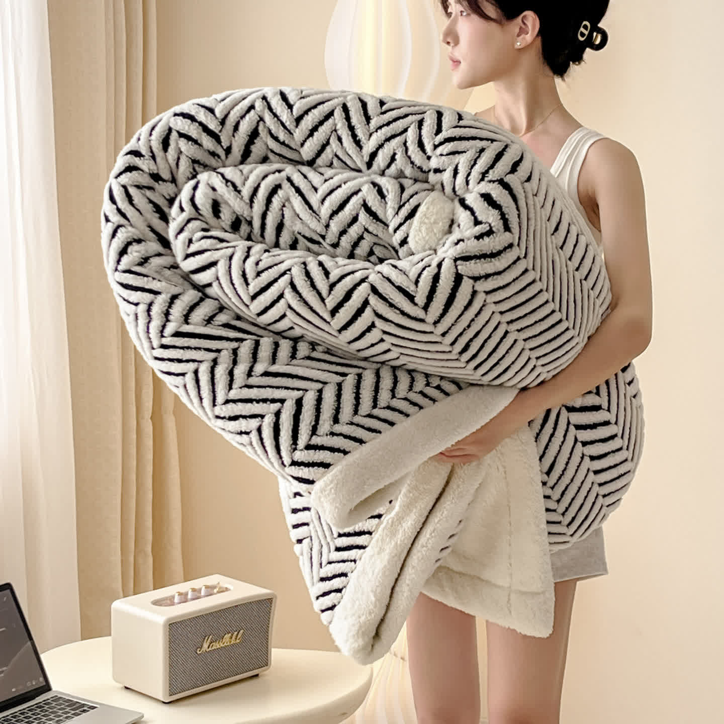 Moderne gestreifte Jacquard-Überwurfdecke - image 7