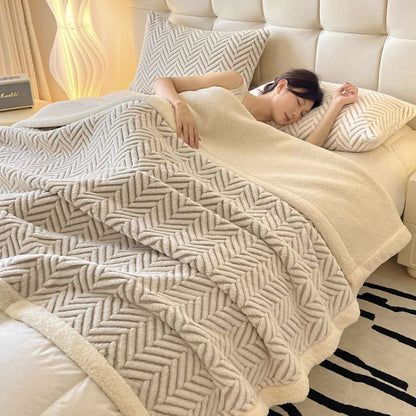 Moderne gestreifte Jacquard-Überwurfdecke - Beige - 2 Kissenbezüge - 48cm x 74cm - image 12