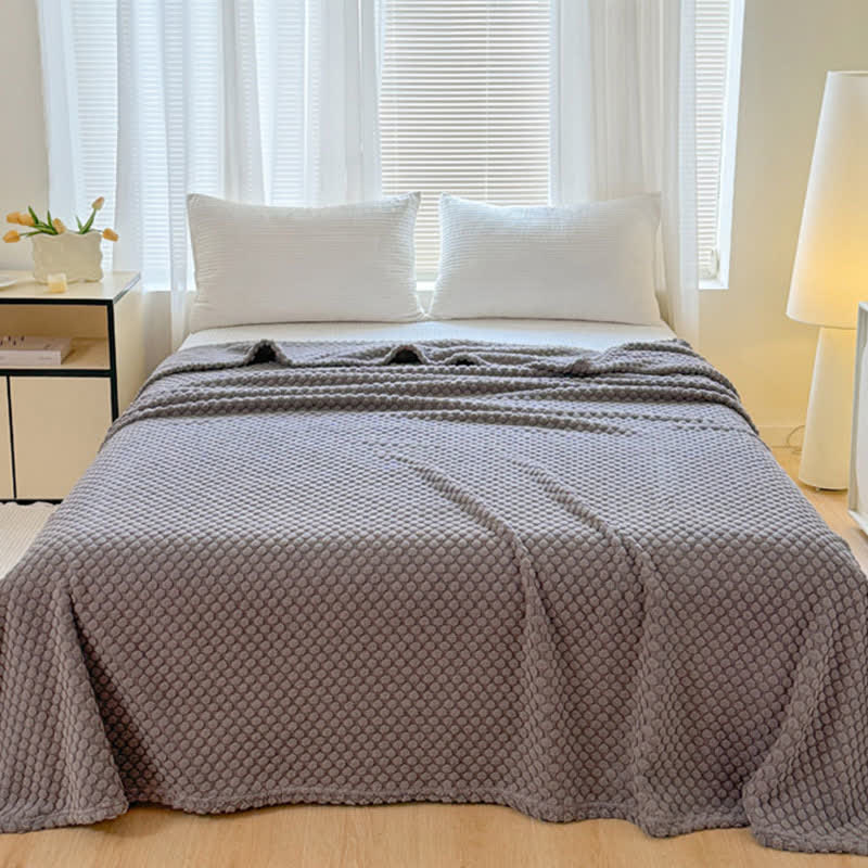 Warme Jacquard-Überwurfdecke mit Punkten - Grau - 200cm x 230cm - image 14