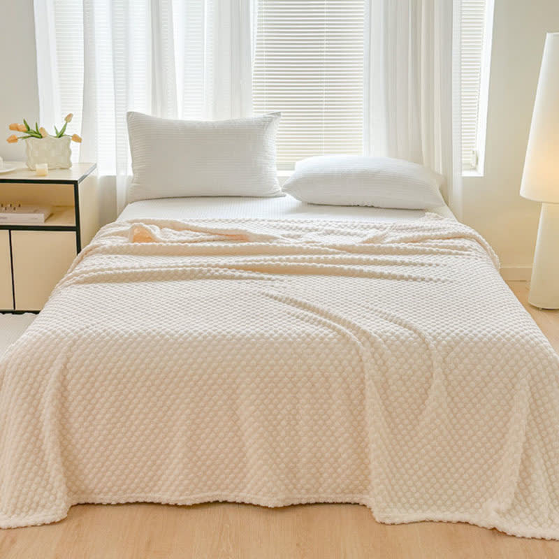 Warme Jacquard-Überwurfdecke mit Punkten - Beige - 200cm x 230cm - image 12