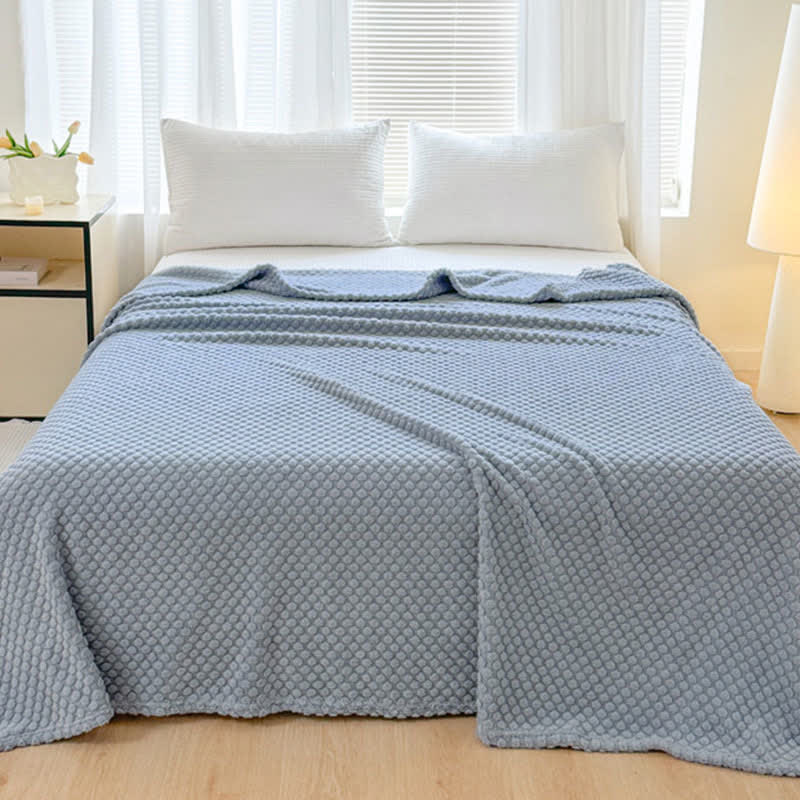 Warme Jacquard-Überwurfdecke mit Punkten - Blau - 200cm x 230cm - image 16
