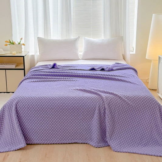 Warme Jacquard-Überwurfdecke mit Punkten - Lila - 200cm x 230cm - image 0