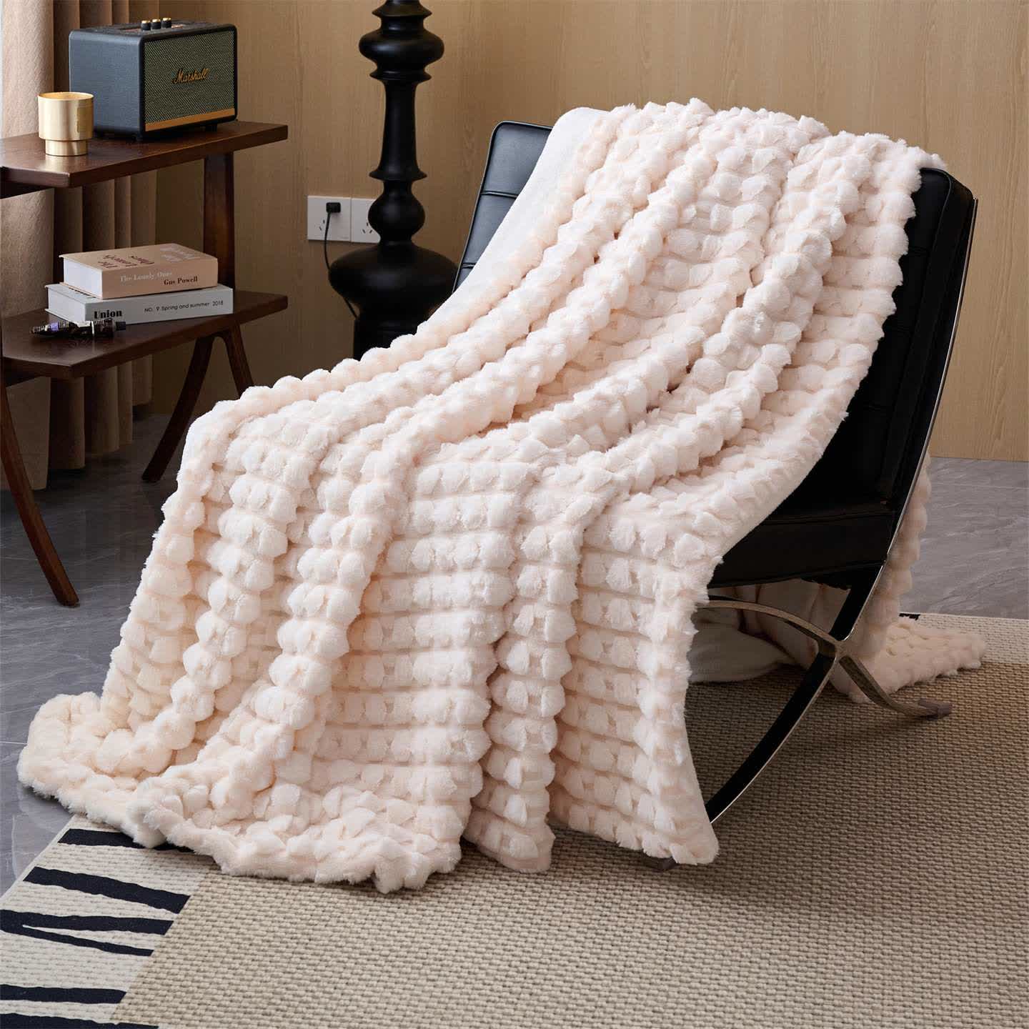 Moderne, luxuriöse Fleece-Überwurfdecke - Weiß - 200cm x 230cm - image 11