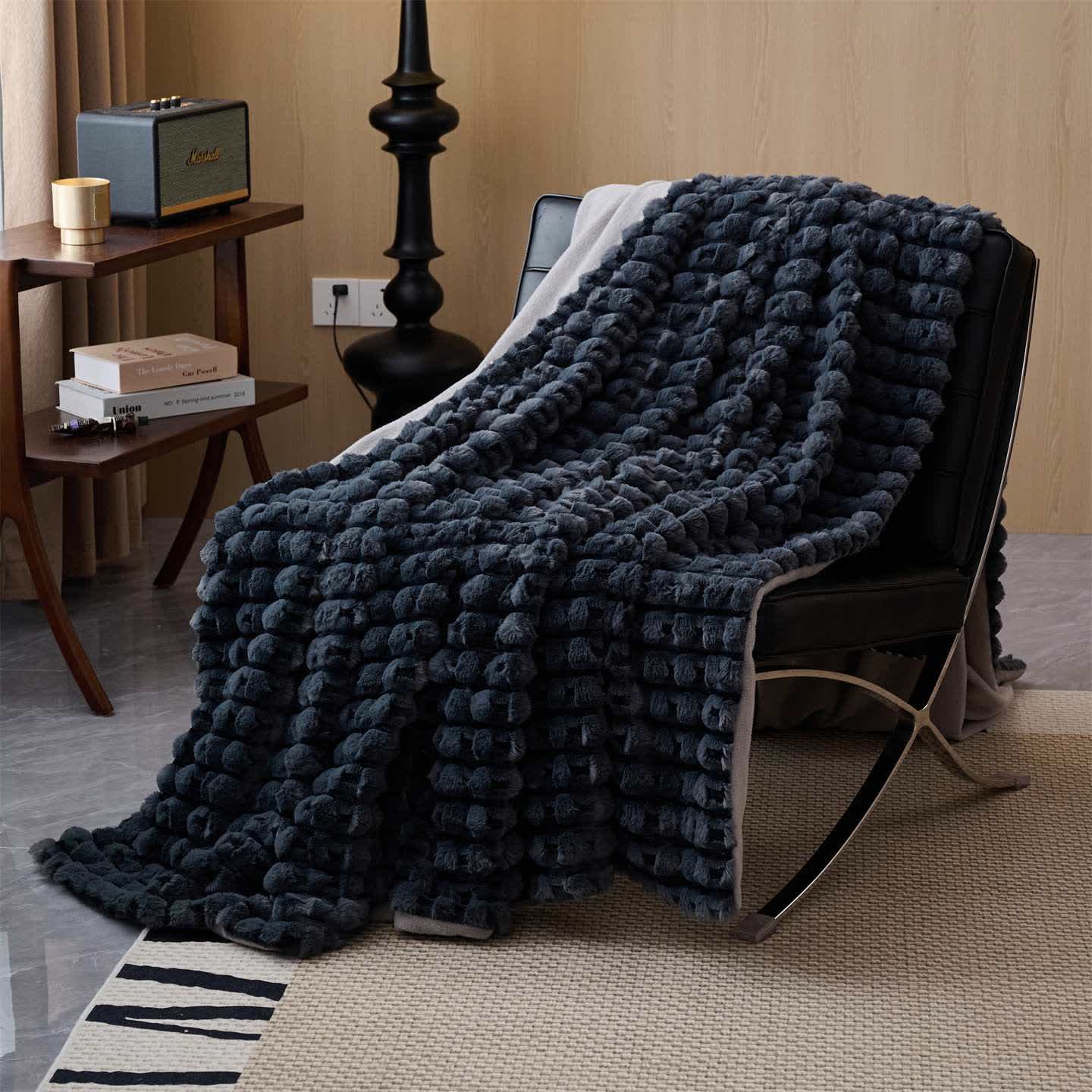 Moderne, luxuriöse Fleece-Überwurfdecke - Dunkelgrau - 200cm x 230cm - image 12