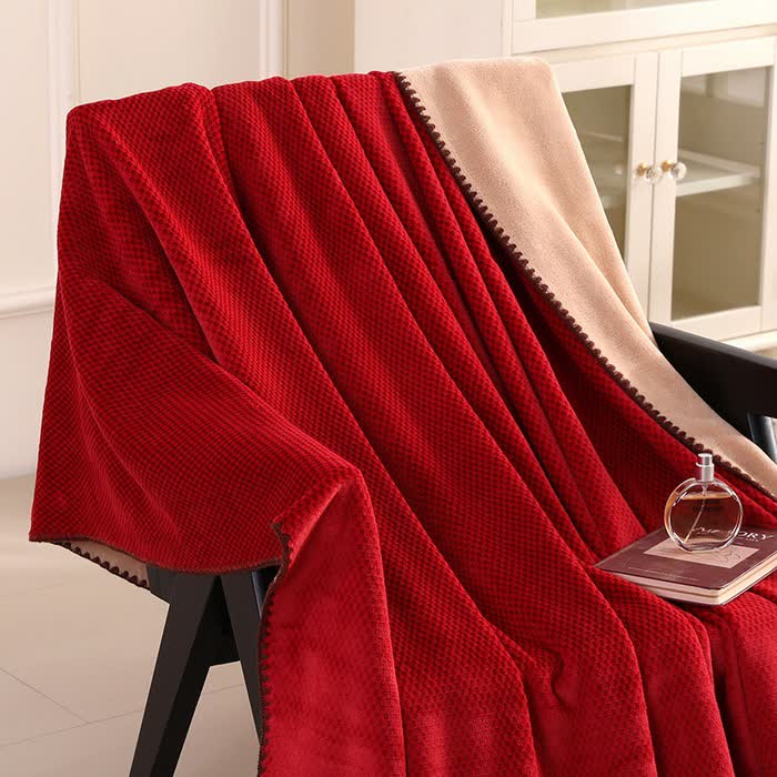 Warme Überwurfdecke aus kariertem Jacquard - Rot - 2 Kissenbezüge - 48cm x 74cm - image 12