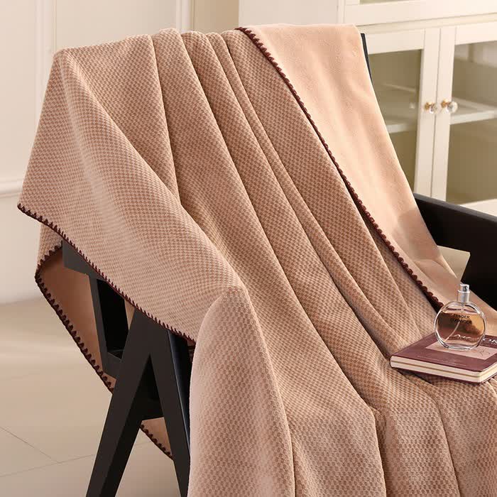 Warme Überwurfdecke aus kariertem Jacquard - Kaffee - 2 Kissenbezüge - 48cm x 74cm - image 4
