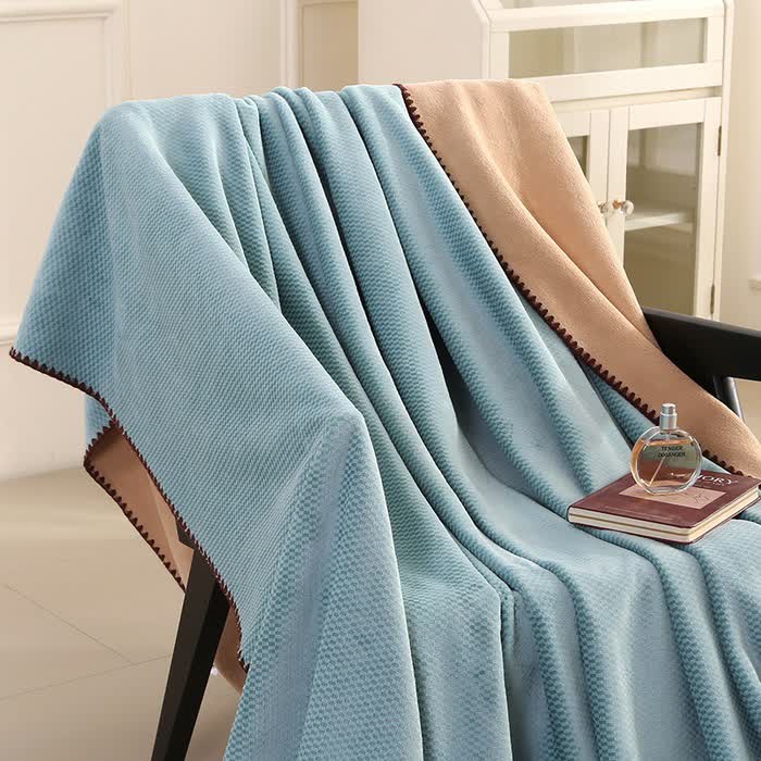 Warme Überwurfdecke aus kariertem Jacquard - Blau - 2 Kissenbezüge - 48cm x 74cm - image 14