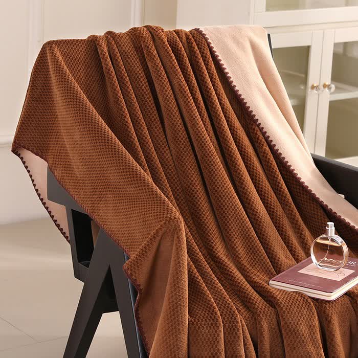Warme Überwurfdecke aus kariertem Jacquard - Braun - 2 Kissenbezüge - 48cm x 74cm - image 11