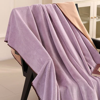 Warme Überwurfdecke aus kariertem Jacquard - Lila - 2 Kissenbezüge - 48cm x 74cm - image 10