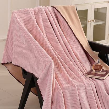 Warme Überwurfdecke aus kariertem Jacquard - Rosa - 2 Kissenbezüge - 48cm x 74cm - image 6