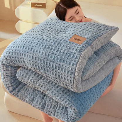 Warme Plüschdecke aus Waffel-Jacquard - image 6