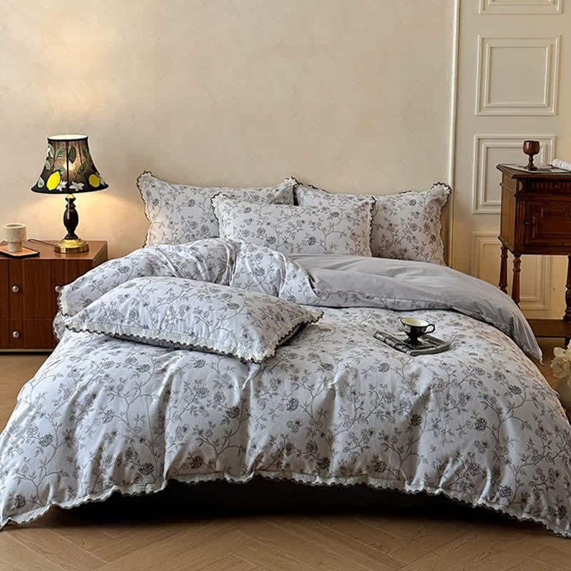 Bettwäscheset aus Baumwollspitze mit Blumenmuster im Vintage-Stil - image 10