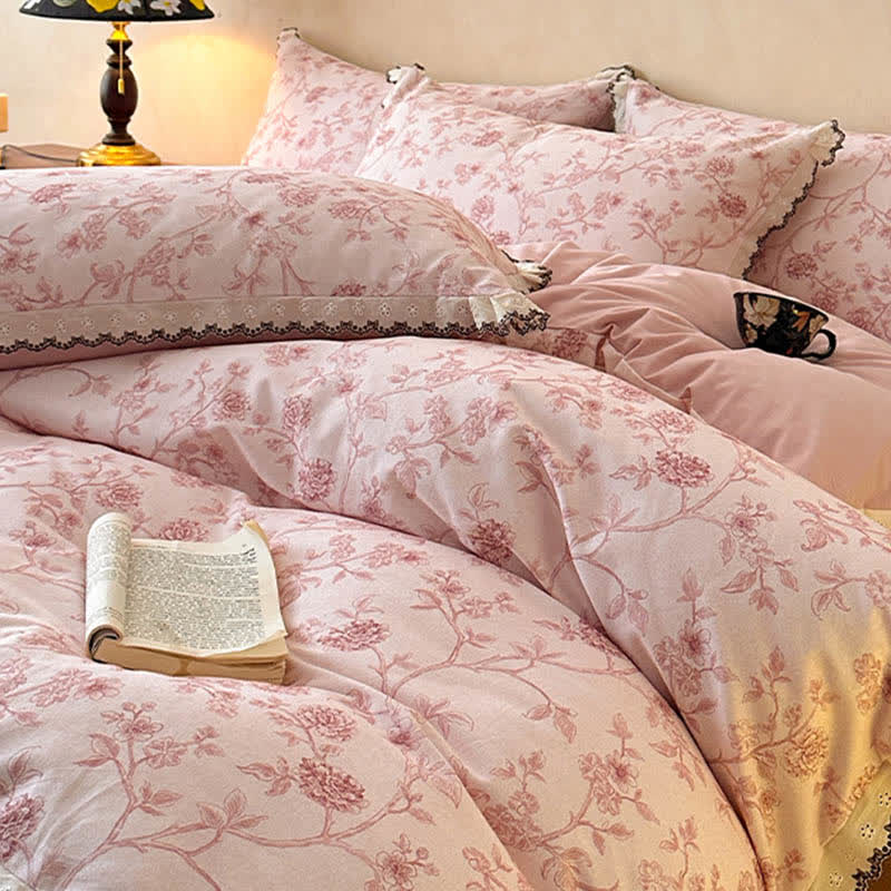Bettwäscheset aus Baumwollspitze mit Blumenmuster im Vintage-Stil - image 4