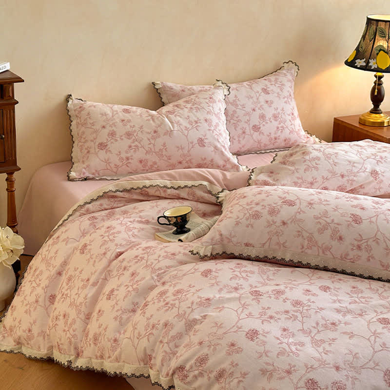 Bettwäscheset aus Baumwollspitze mit Blumenmuster im Vintage-Stil - image 5