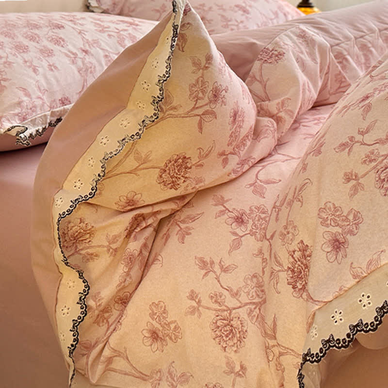 Bettwäscheset aus Baumwollspitze mit Blumenmuster im Vintage-Stil - image 7
