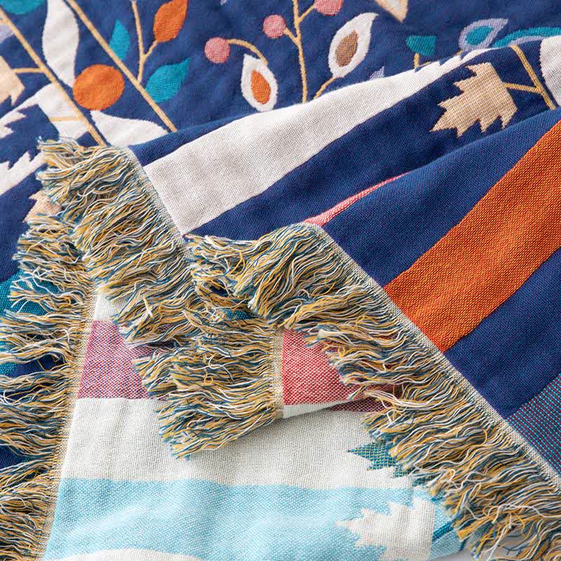 Wendesteppdecke aus Baumwolle mit Vintage-Blumenmuster und Quasten - image 4