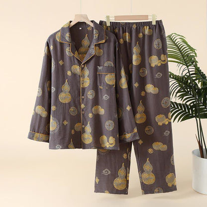 Auspicious Gourd Persimmon Loungewear-Set aus Baumwolle - Herren: Grau - XXL - image 4