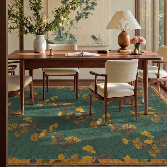 Rutschfester, faltbarer Teppich mit pastoralem Ginkgoblatt - 61" x 96" - image 0
