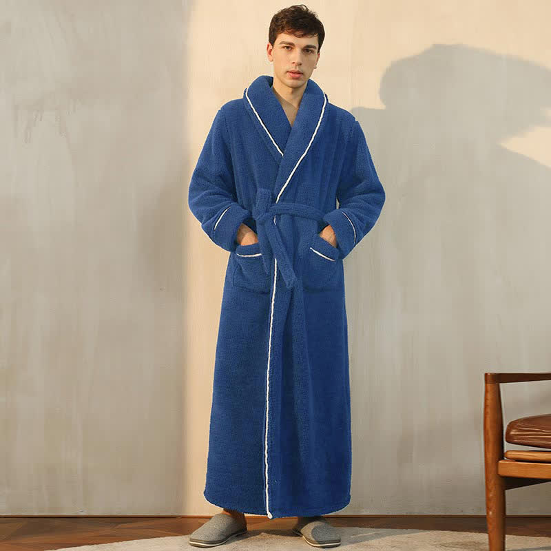 Ownkoti Bequemer Fleece-Pyjama, langer Bademantel - Marine - Herren: 3XL - image 8