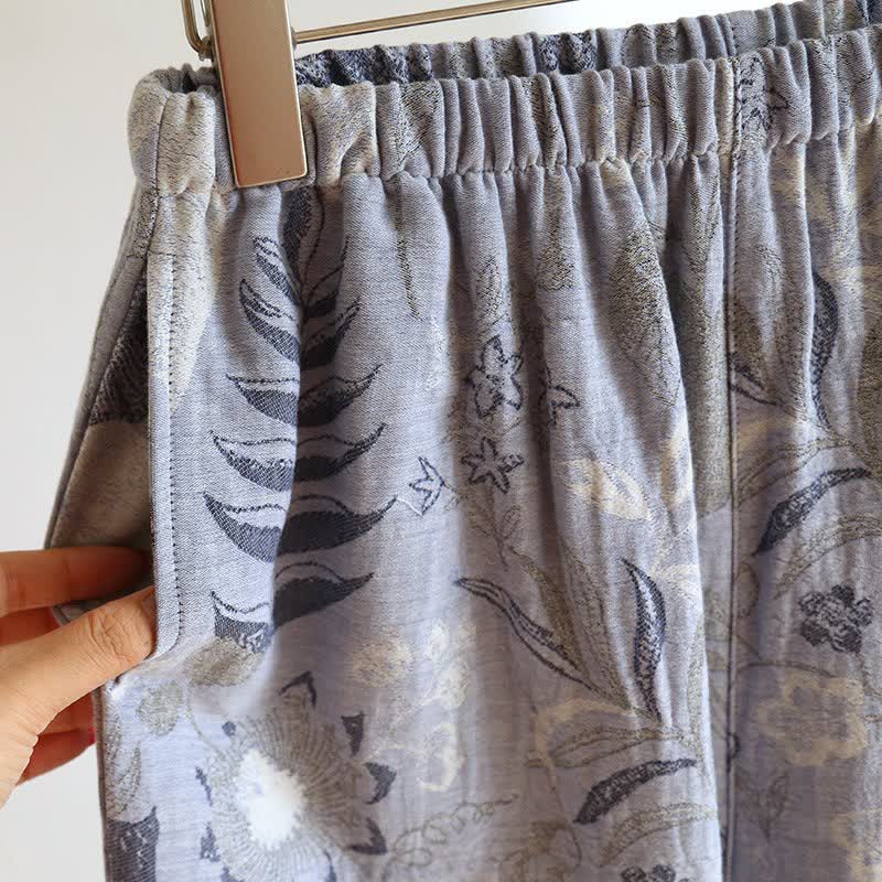 Orientalisch inspiriertes Pyjama-Set aus Baumwollgaze mit Blumenmuster - image 8
