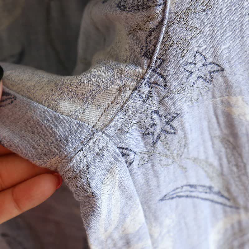 Orientalisch inspiriertes Pyjama-Set aus Baumwollgaze mit Blumenmuster - image 9