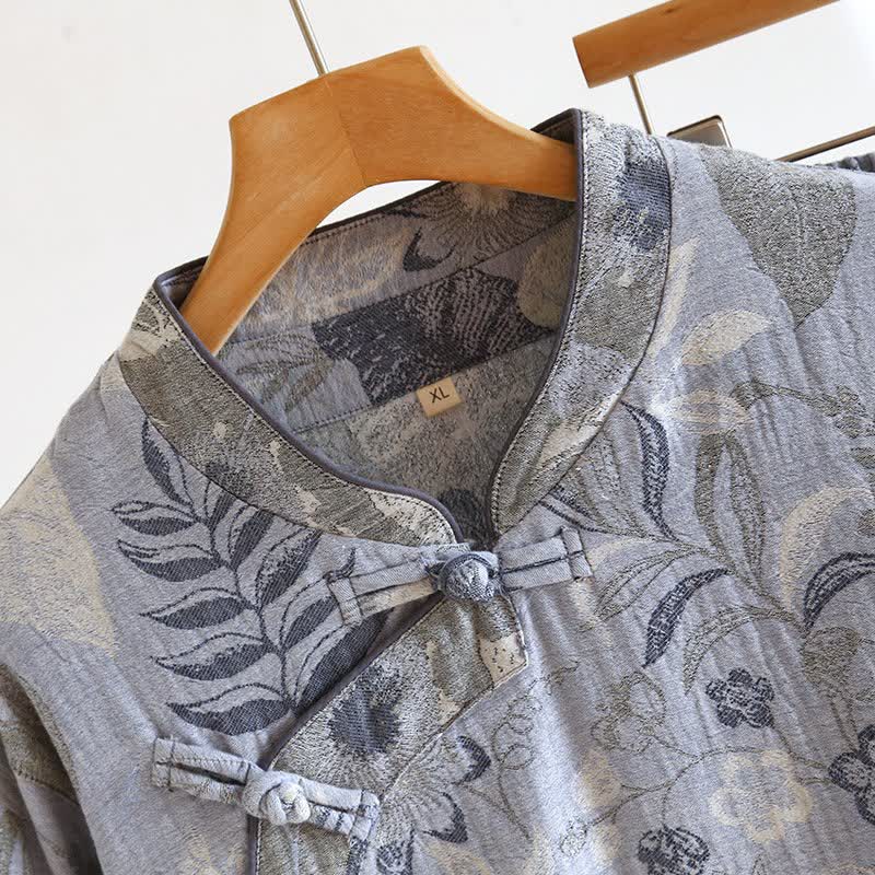 Orientalisch inspiriertes Pyjama-Set aus Baumwollgaze mit Blumenmuster - image 3