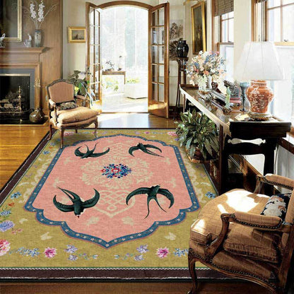 Rutschfester Vintage-Teppich mit orientalischem Schwalbenmotiv - image 1