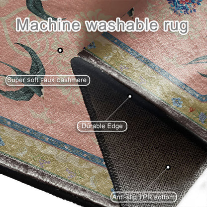 Rutschfester Vintage-Teppich mit orientalischem Schwalbenmotiv - image 3