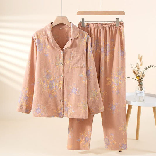 Verträumtes Pyjama-Set aus Baumwollgaze mit Blumenmuster - XL - image 0