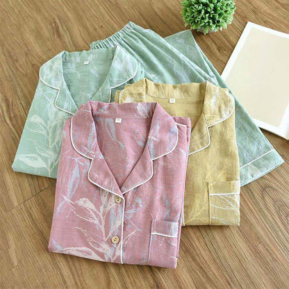 Baumwoll-Pyjama-Set im Bambusblatt-Design - image 1