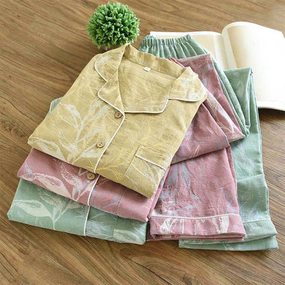 Baumwoll-Pyjama-Set im Bambusblatt-Design - image 2