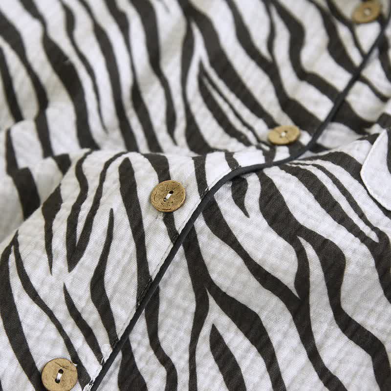 Modernes Pyjama-Set aus Baumwollgaze mit Zebrastreifen - image 6