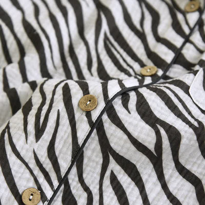 Modernes Pyjama-Set aus Baumwollgaze mit Zebrastreifen - image 6