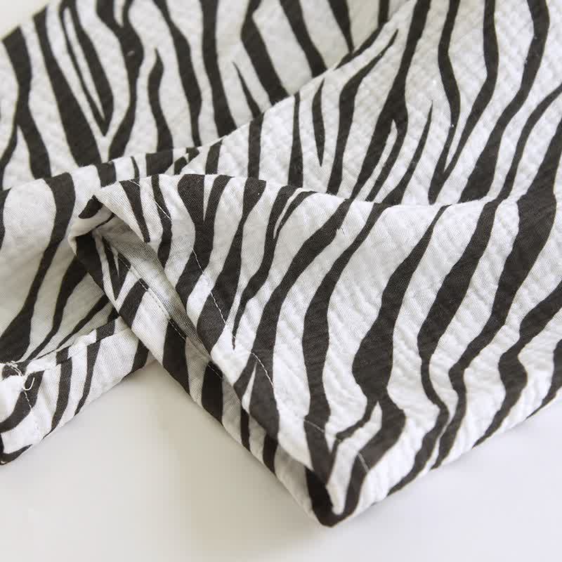 Modernes Pyjama-Set aus Baumwollgaze mit Zebrastreifen - image 8
