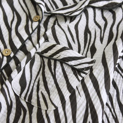 Modernes Pyjama-Set aus Baumwollgaze mit Zebrastreifen - image 5