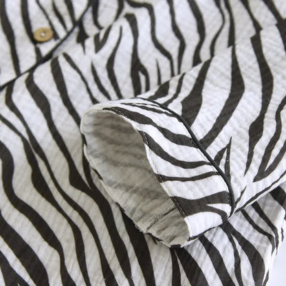 Modernes Pyjama-Set aus Baumwollgaze mit Zebrastreifen - image 9