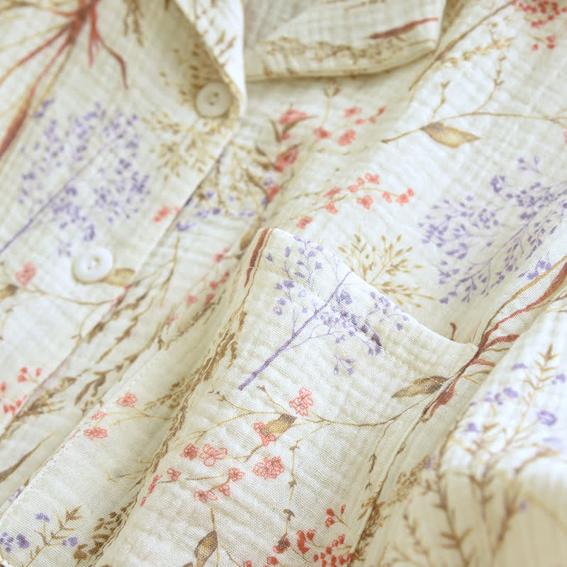 Pyjama-Set aus Baumwollgaze mit gedecktem Blumenmuster - image 7