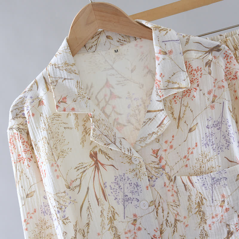 Pyjama-Set aus Baumwollgaze mit gedecktem Blumenmuster - image 5