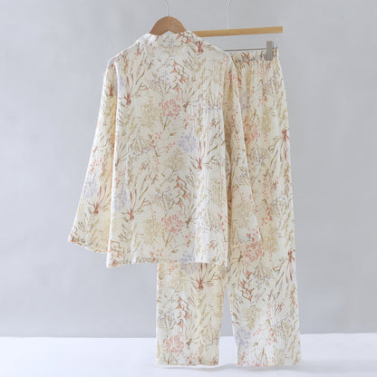 Pyjama-Set aus Baumwollgaze mit gedecktem Blumenmuster - image 2