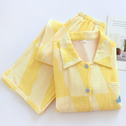 Pyjama-Set aus Baumwolle mit Katzentasche und Karomuster - image 3